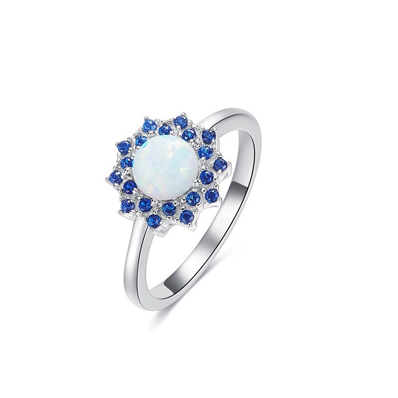 Sterling silver blossoming white opal flower ring - CDE Jewelry Egypt